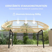 Outsunny Dwuosobowa Ławka Polskoterrazowa z Polirattanu, Odporna na Warunki Pogodowe i UV, Nośność 260kg, Khaki(m-6)