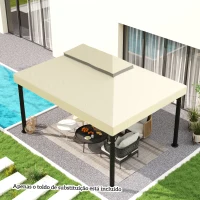 Outsunny Toldo de Substituição para Pérgola 4x3 m Toldo para Pérgola com Teto Duplo e Proteção UV 30+ Creme(m-7)