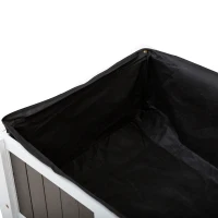 Outsunny Hochbeet Pflanztisch Gartenarbeitstisch hölzerne Gartenbeete für Gemüse Blumen, Pflanzkübel mit Regal, 119 x 57 x 89 cm, Tanne, nicht gewebter Stoff, Weiß+Grau(m-9)