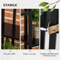 Outsunny Scaletta Portavasi a 5 Livelli per Interni ed Esterni in MDF e Acciaio, 40x22x113 cm, Nero(m-5)