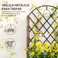 Outsunny Conjunto de 2 Jardineiras de Exterior Jardineiras com Treliça Metálica para Plantas Trepadeiras Vasos com Rodas para Jardim Pátio 52x25x97 cm Madeira(m-4)