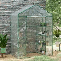 Outsunny Serre de jardin 8 étagères bâche transparente PVC porte enroulable 143 x 73 x 195 cm - transparent(m-9)