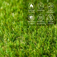 Outsunny Relva Artificial de 10 Peças Estrado de Relva Sintética 30x30 cm Altura 20 mm Resistente aos Raios UV  Verde Escuro(m-6)