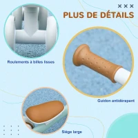 AIYAPLAY Draisienne vélo Enfant 4 roues selle réglable, guidon ergonomique alliage alu. PP, enfant 1 à 3 ans - Gris Marron vert(m-9)