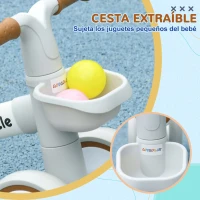 AIYAPLAY Bicicleta sin Pedales para Niños de 12-36 Meses con Asiento Ajustable Cesta y 4 Ruedas Silenciosas 56x27x39 cm Blanco(m-6)