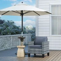 Outsunny Single Rattan Armchair, with Cushions - Light Grey(m-9)