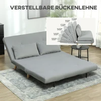 HOMCOM Slaapbank Relaxbank Bank Sofa, incl. 2 Kussens, Fluweel Look, 130 x 78 x 79 cm, Lichtgrijs(m-5)