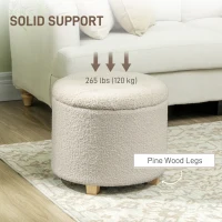 HOMCOM 40.5L Teddy Fleece Storage Ottoman - Cream White(m-6)