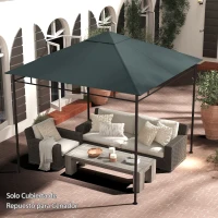 Outsunny Acoperis de Schimb 3x3m, Prelata de Schimb pentru Foisor de Gradina din Poliester cu 8 Orificii de Ventilatie, Gri(m-2)