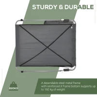 Outsunny Double Sun Lounger with Adjustable Detachable Canopy, Portable Garden Daybed for 2 with Wheels, Outdoor Sunbed Hammock with 2 Pillows, 220 KG Max. Load, Grey(m-6)