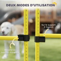 PawHut Kit d'équipement d'agilité pour chien avec 4 haies de saut réglables en hauteur, sac de transport, jaune et orange(m-5)
