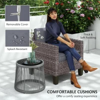 Outsunny Single Rattan Armchair, with Cushions - Mixed Grey(m-5)