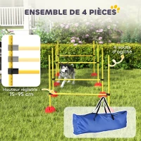 PawHut Kit d'équipement d'agilité pour chien avec 4 haies de saut réglables en hauteur, sac de transport, jaune et orange(m-4)