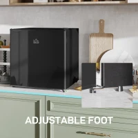 HOMCOM 46 Litre Table Top Mini Fridge, Small Fridge with Ice Box, Reversible Door, Adjustable Temperature and Legs for Bedrooms, Home Office, Black(m-8)