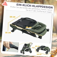 PawHut Hundewagen, Faltbarer Hundebuggy für große Hunde, Haustierwagen mit 4 Rädern, Sicherheitsleinen, Bremsen, Dunkelgrün(m-5)
