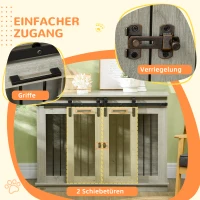 PawHut Hundekäfig mit 2 Türen, Hundebox, Transportbox für Hunde, rustikales Design, verriegelbar, Grau(m-6)