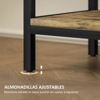 HOMCOM Mesa Auxiliar con Cajón y 2 Estantes con 2 Enchufes y 2 Puertos USB de Estilo Industrial 60x30x66,5 cm Marrón Rústico(m-6)