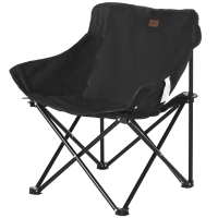 Outsunny Campingstoel, Opvouwbaar, Stalen Frame, Stofzitting, Draagtas, Zwart
