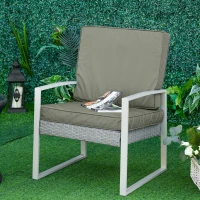 Outsunny 2-delige stoelkussenset, 56 x 52 cm, met rits, stofhoes, 7 cm dikke zitkussens, wasbaar, donkergrijs(m-2)