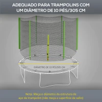 SPORTNOW Rede de Segurança para Trampolim Ø305 cm para Exterior e Porta com Fecho de Correr para 6 Postes Verde(m-4)