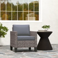 Outsunny Single Rattan Armchair, with Cushions - Mixed Grey(m-7)