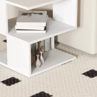 HOMCOM Set of 2 Side Table, Square Coffee Table, Modern End Table with 2 Tier Storage Shelves for Living Room, Bedroom, White(m-9)