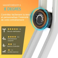 HOMCOM Vélo d'appartement pliable vélo de fitness vélo d'intérieur 8 niveaux de résistance magnétique avec dossier selle réglable écran LCD multifonction capteur fréquence cardiaque jaune(m-5)