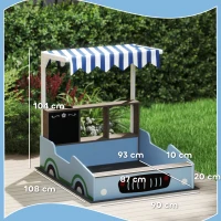 AIYAPLAY Zandbak met Voordak, Ontwerp van Een Kruidenierswinkel, Zitbank, Tekentafel, Sparrenhout, 104H x 108L x 90B cm, Blauw(m-3)