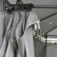 Outsunny 4m x 3(m)Garden Gazebo, Double Roof Outdoor Gazebo Canopy Shelter with Curtains, Solid Steel Frame for Lawn and Deck, Grey(m-10)