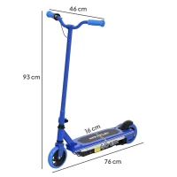 AIYAPLAY Trotinete Elétrica para Crianças Máx. 10 km/h Motor 80 W Autonomia Máxima 8 km Trotinete com Luzes LED Travão Traseiro 76x46x93 cm Azul(m-3)