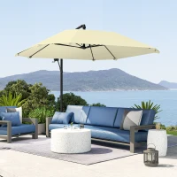 Outsunny Ombrellone a Sbalzo con Copertura Regolabile e Base a Croce, in Metallo e Poliestere, 260x304x245 cm, Crema(m-8)