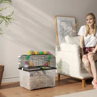 PawHut Two-Tier Hamster Cage with 31cm Deep Tray, Tube System, Water Bottle, Ramp, Feeding Bowl, Multicoloured(m-2)