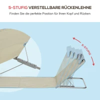Outsunny 2er-Set Strandmatte, verstellbar, faltbar, 124L x 53B x 37-50H cm, Beige(m-4)