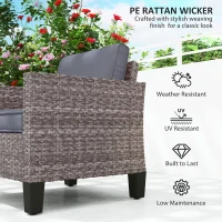 Outsunny Single Rattan Armchair, with Cushions - Mixed Grey(m-4)