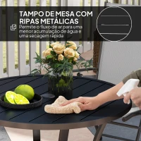 Outsunny Mesa de Jardim com Orifício para Chapéu de Sol Mesa de Refeição Exterior Redonda com Bancada de Metal Ø90x73 cm Preto(m-6)