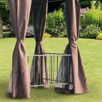 Outsunny 3 x 3(m) Hexagon Gazebo Patio Canopy Party Tent Outdoor Garden Shelter w/ 2 Tier Roof & Side Panel - Brown(m-10)