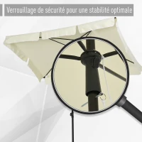 Outsunny Parasol de jardin Parasol droit rectangulaire inclinable alu métal polyester haute densité 2 x 1,3 m beige clair(m-7)