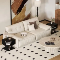 HOMCOM Set of 2 Side Table Square Coffee Table, Modern End Table with 2 Tier Storage Shelves for Living Room, Bedroom, Black(m-10)