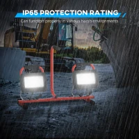 HOMCOM Projetor LED Duplo Recarregável com Tripé Dobrável 8500 Lúmenes IP65 6500K e Ajustáveis para Trabalho Vermelho e Preto(m-8)