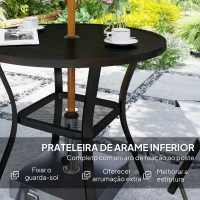 Outsunny Mesa de Jardim com Orifício para Chapéu de Sol Mesa de Refeição Exterior Redonda com Bancada de Metal Ø90x73 cm Preto(m-7)