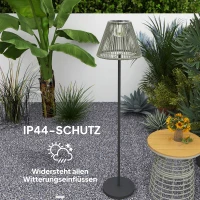 Outsunny Solar Stehlampe Rattan Solarlampen mit Lichtsensor 25 LED-Lichte Solarleuchte im Boho-Stil Ø33 x 135 cm(m-7)