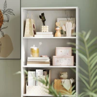 HOMCOM Estantería Bicolor con 4 Estantes Abiertos y 2 Cajones de Melamina con Patas de Pino 60x30x179cm Blanco y Madera Natural(m-9)