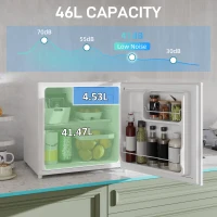 HOMCOM 46 Litre Table Top Mini Fridge, Small Fridge with Ice Box, Reversible Door, Adjustable Temperature and Legs for Bedrooms, Home Office, Cream(m-4)