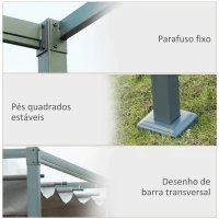 Outsunny Pérgola 3x2m Pérgola de Jardim com Teto Retrátil de Poliéster com Revestimento Resistente para Celebrações Festas Casamento Cinza(m-5)