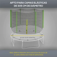SPORTNOW Red de Seguridad para Cama Elástica Ø305 cm para Exterior de 6 Postes con Anti-UV y Puerta con Cremallera Verde y Negro(m-4)