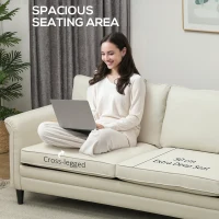 HOMCOM 3 Seater Sofa, Modern Fabric Sofa Couch with Spring Cushion, Rubber Wood Legs, 191cm Upholstered Settee for Living Room, Bedroom, Home Office, Guest Room, Cream White(m-6)