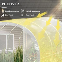 Outsunny Polytunnel Greenhouse Walk-in Grow House with PE Cover, Door and Galvanised Steel Frame, 3 x 2 x 2m, Clear(m-4)