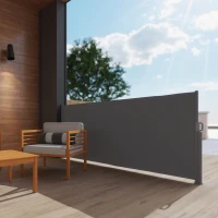 Outsunny Rozsuwana Markiza Boczna z Ochroną Prywatności na Balkon i Taras, Ciemnoszara, 300x140cm(m-7)