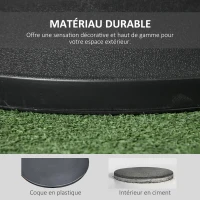 Outsunny Pied de parasol rond 25 kg support parasol en ciment pour terrasse piscine patio jardin Ø 49 x 37 cm noir(m-4)
