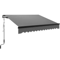 Outsunny 2.5 x 2m Electric Awning with LED Light and Remote Controller, Aluminium Frame DIY Retractable Awning, UV50+ Sun Shade Canopy for Garden Patio Deck Door Window, Dark Grey(m-11)